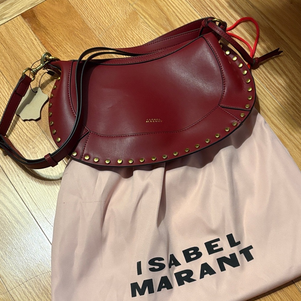 Isabel Marant Burgundy Studded Shoulder Bag